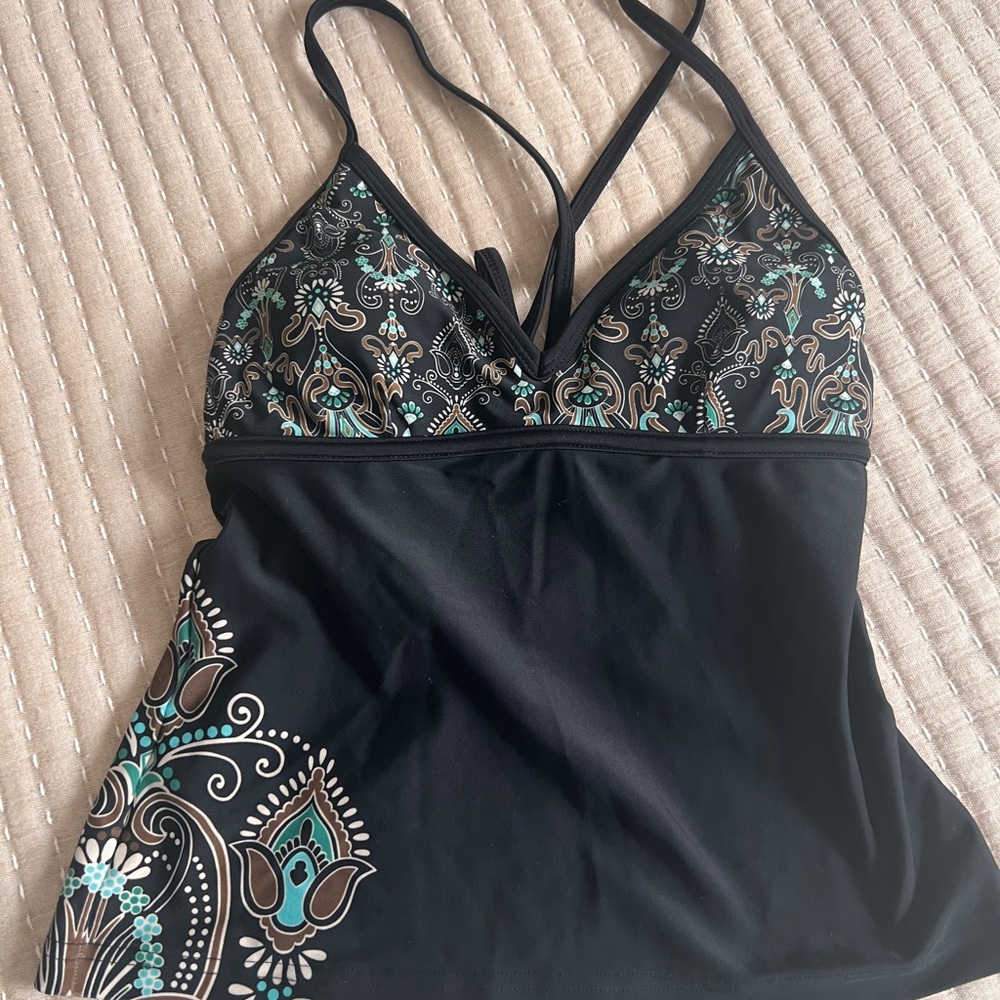 NWOT Athleta Teal and Black Tankini Top